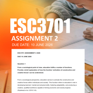 ESC3701 Assignment 2 Semester 1 2026 - Due 10 June 2026