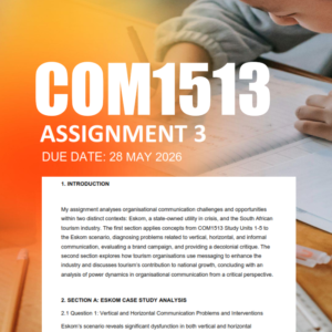 COM1513 Assignment 3 Semester 1 2026 - Due 28 May 2026