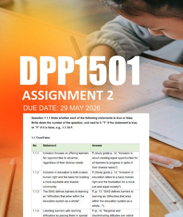DPP1501 Assignment 2 Semester 1 2026 - Due 29 May 2026