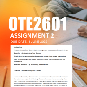 OTE2601 Assignment 2 Semester 1 2026 - Due 1 June 2026