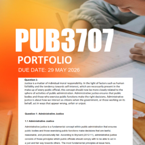 PUB3707 Portfolio Semester 1 2026 - Due 29 May 2026