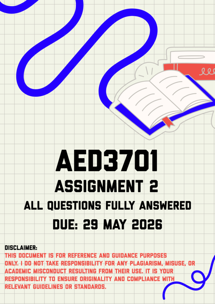 AED3701 Assignment 2 Memo | Due 29 May 2026 - StudyPass