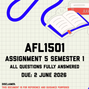 AFL1501 Assignment 5 (Portfolio) Semester 1 Memo | Due 2 June 2026