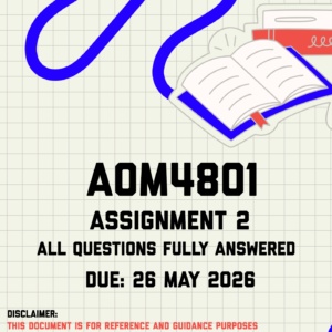 AOM4801 Assignment 2 Memo | Due 26 May 2026