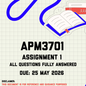 APM3701 Assignment 1 Memo | Due 25 May 2026
