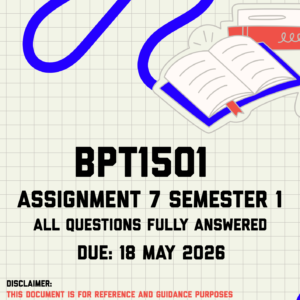 BPT1501 Assignment 7 (Portfolio) Semester 1 Memo | Due 18 May 2026
