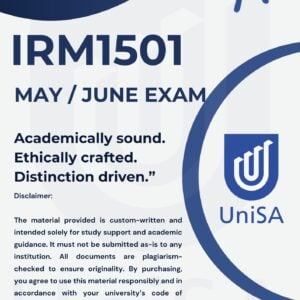IRM1501 May / June Examination Answers 2026 | Due Date 12-20 May 2026|