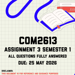 COM2613 Assignment 3 (Portfolio) Semester 1 Memo | Due 25 May 2026
