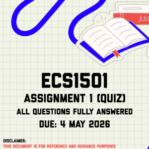 ECS1501 Assignment 1 (Quiz) Memo | Due 4 May 2026