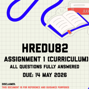 HREDU82 Assignment 1 (Curriculum) Memo | Due 14 May 2026