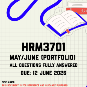HRM3701 May/June (Portfolio) Memo | Due 12 June 2026