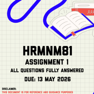 HRMNM81 Assignment 1 Memo | Due 13 May 2026