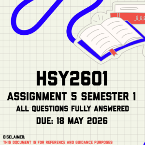 HSY2601 Assignment 5 (Final Portfolio) Semester 1 Memo | Due 18 May 2026