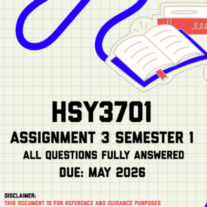 HSY3701 Assignment 3 (Portfolio) Semester 1 Memo | Due May 2026