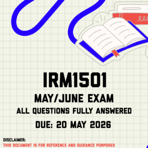 IRM1501 May/June Exam Memo | Due 20 May 2026