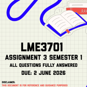 LME3701 Assignment 3 (Portfolio) Semester 1 Memo | Due 2 June 2026