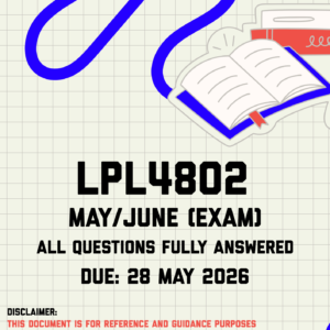LPL4802 May/June Exam Memo | Due 28 May 2026