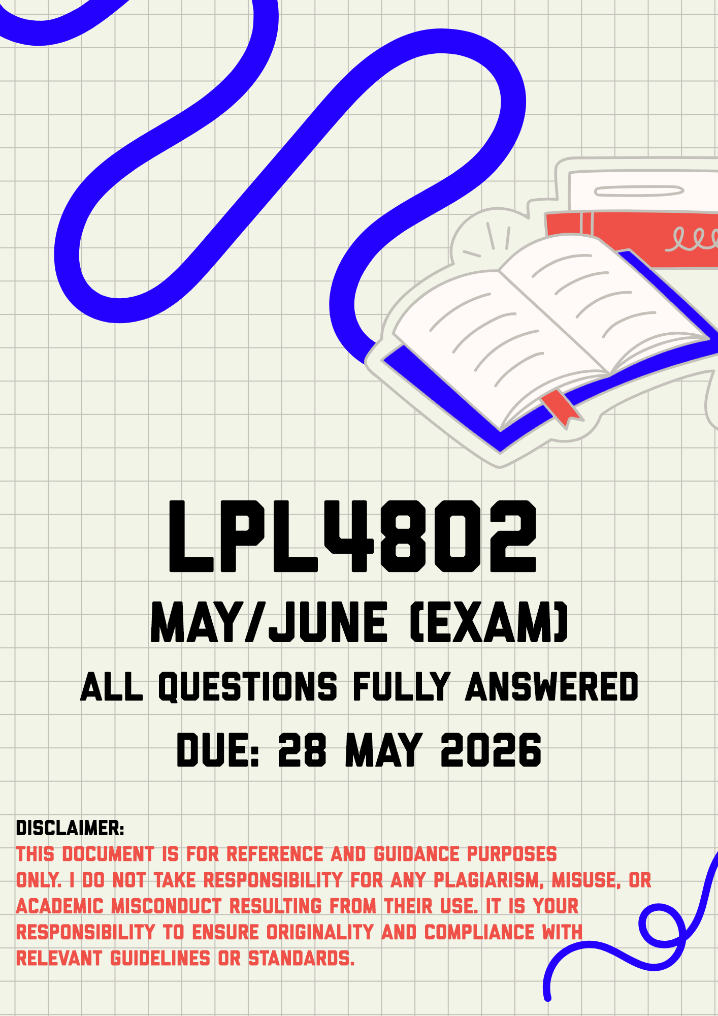 LPL4802 May/June Exam Memo | Due 28 May 2026