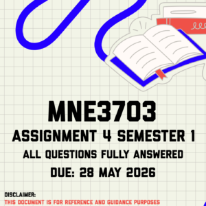 MNE3703 Assignment 4 (Portfolio) Semester 1 2026 Memo | Due 28 May 2026