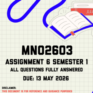 MNO2603 Assignment 6 Semester 1 Memo | Due 13 May 2026