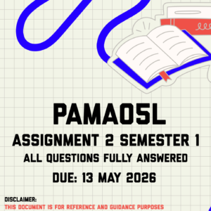PAMA05L Assignment 2 Semester 1 Memo | Due 13 May 2026