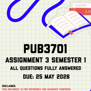 PUB3701 Assignment 3 (Portfolio) Semester 1 Memo | Due 25 May 2026