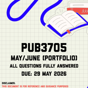 PUB3705 May/June (Portfolio) Memo | Due 29 May 2026