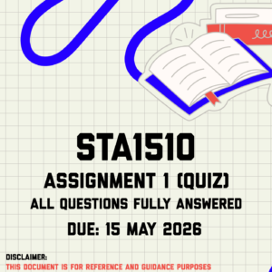 STA1510 Assignment 1 (Quiz) Memo | Due 15 May 2026