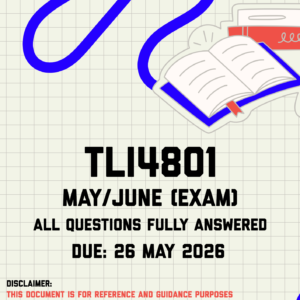 TLI4801 May/June Exam Memo | Due 26 May 2026