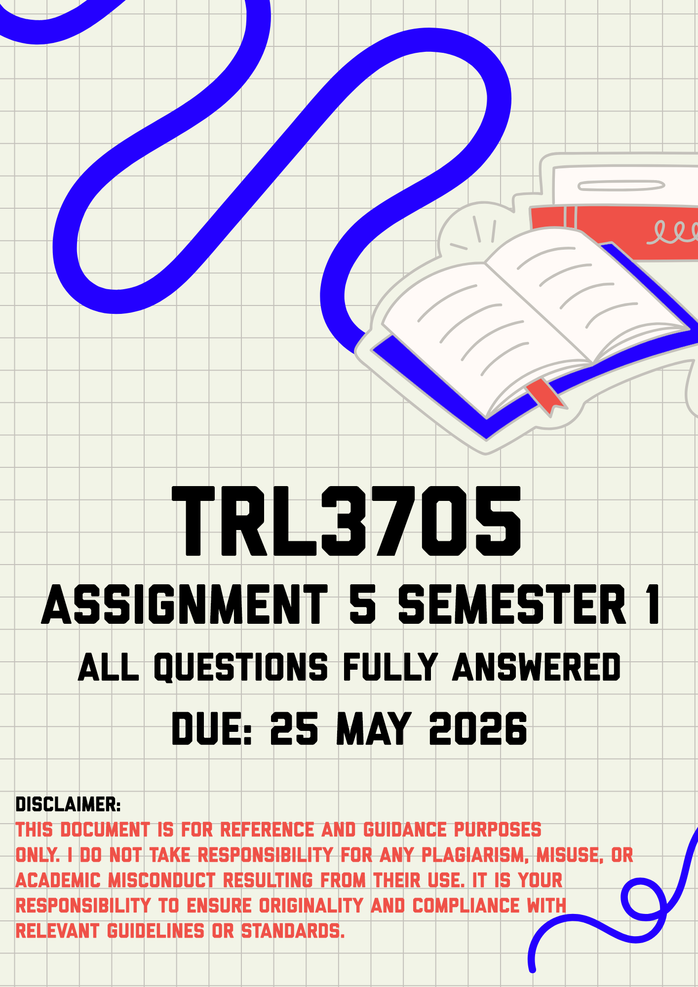 TRL3705 Assignment 5 (Portfolio) Semester 1 Memo | Due 25 May 2026