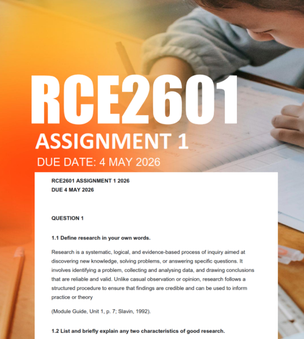 RCE2601 Assignment 1 Semester 1 2026 - Due 4 May 2026 - StudyPass