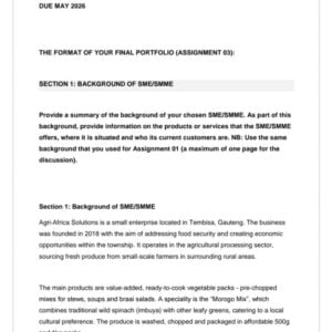 MNM2615 Assignment 3 2026 Portfolio | Due May 2026 - Distinction Guaranteed