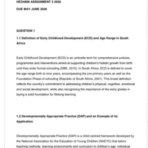 HED4808 Assignment 2 2026 | Due May/June 2026 - Distinction Guaranteed
