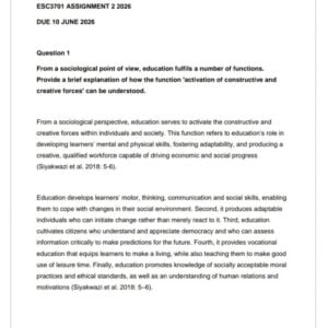 ESC3701 Assignment 2 2026 | Due 10 June 2026 - Distinction Guaranteed