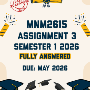 MNM2615 ASSIGNMENT 3 (PORTFOLIO) SEMESTER 1 2026 - FULLY ANSWERED (DUE MAY 2026)