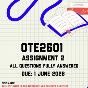 OTE2601 Assignment 2 Memo | Due 1 June 2026