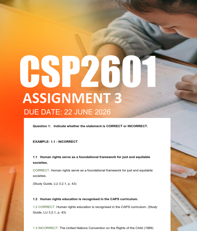 CSP2601 Assignment 3 Semester 1 2026 - Due 22 June 2026
