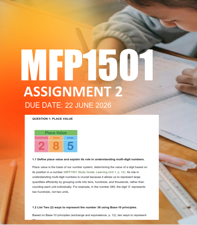MFP1501 Assignment 2 Semester 1 2026 - Due 22 June 2026