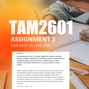 TAM2601 Assignment 2 Semester 1 2026 - Due 30 June 2026