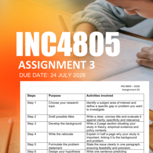 INC4805 Assignment 3 Semester 1 2026 - Due 24 July 2026