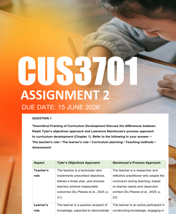CUS3701 Assignment 2 Semester 1 2026 - Due 15 June 2026