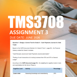 TMS3708 Assignment 3 Semester 1 2026 - Due June 2026