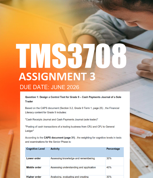 TMS3708 Assignment 3 Semester 1 2026 - Due June 2026
