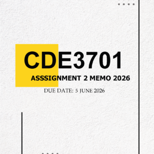 CDE3701 Assignment 2 MEMO – Due 5 JUNE 2026
