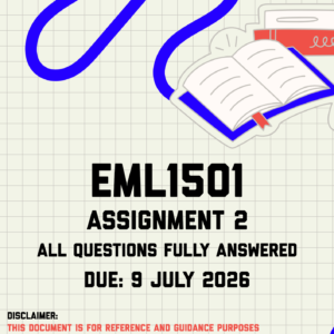 EML1501 Assignment 2 Memo | Due 9 July 2026