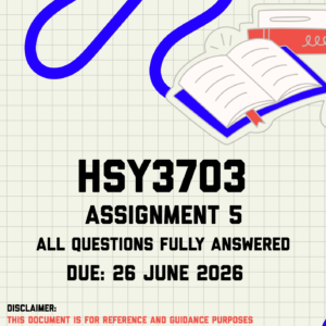 HSY3703 Assignment 5 Memo | Due 26 June 2026