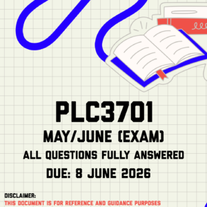 PLC3701 May/June (Exam) Memo | Due 8 June 2026