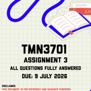 TMN3701 Assignment 3 Memo | Due 9 July 2026