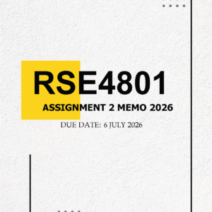RSE4801 Assignment 2 2026 MEMO - Due 6 JULY 2026