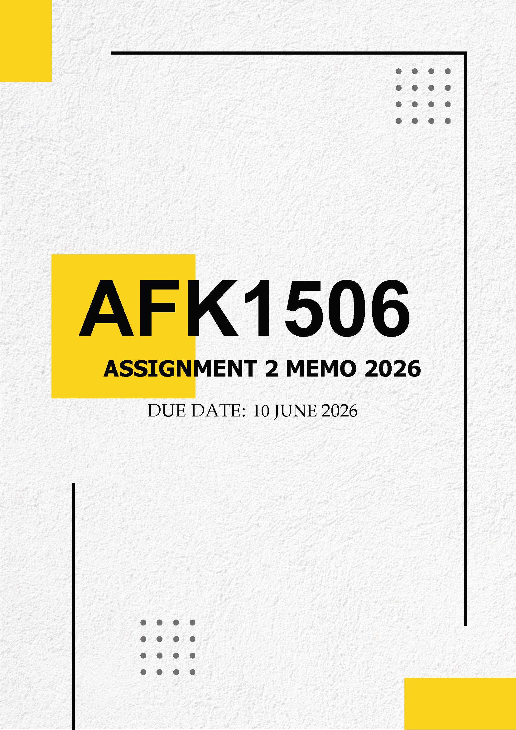 AFK1506 Assignment 2 MEMO - Due 10 June 2026